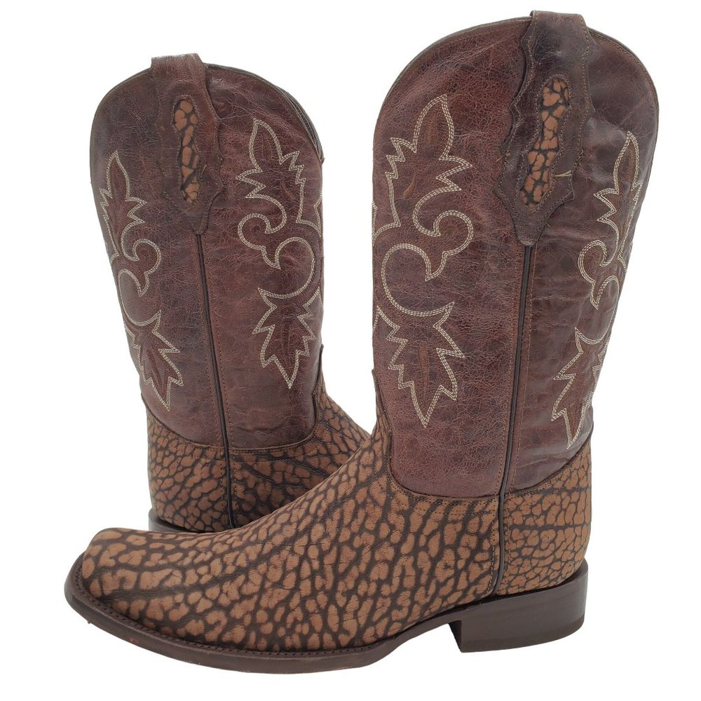 JW Ranch Leon Mexico crafted mens 9.5 brown suede bull neck cowboy western boots - Picture 11 of 16